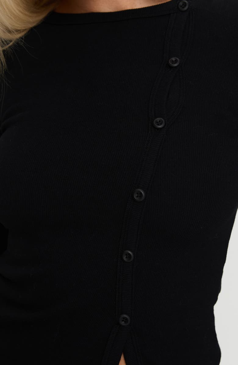 Princess Polly Passoni Asymmetric Cotton Crop Cardigan, Alternate, color, Black