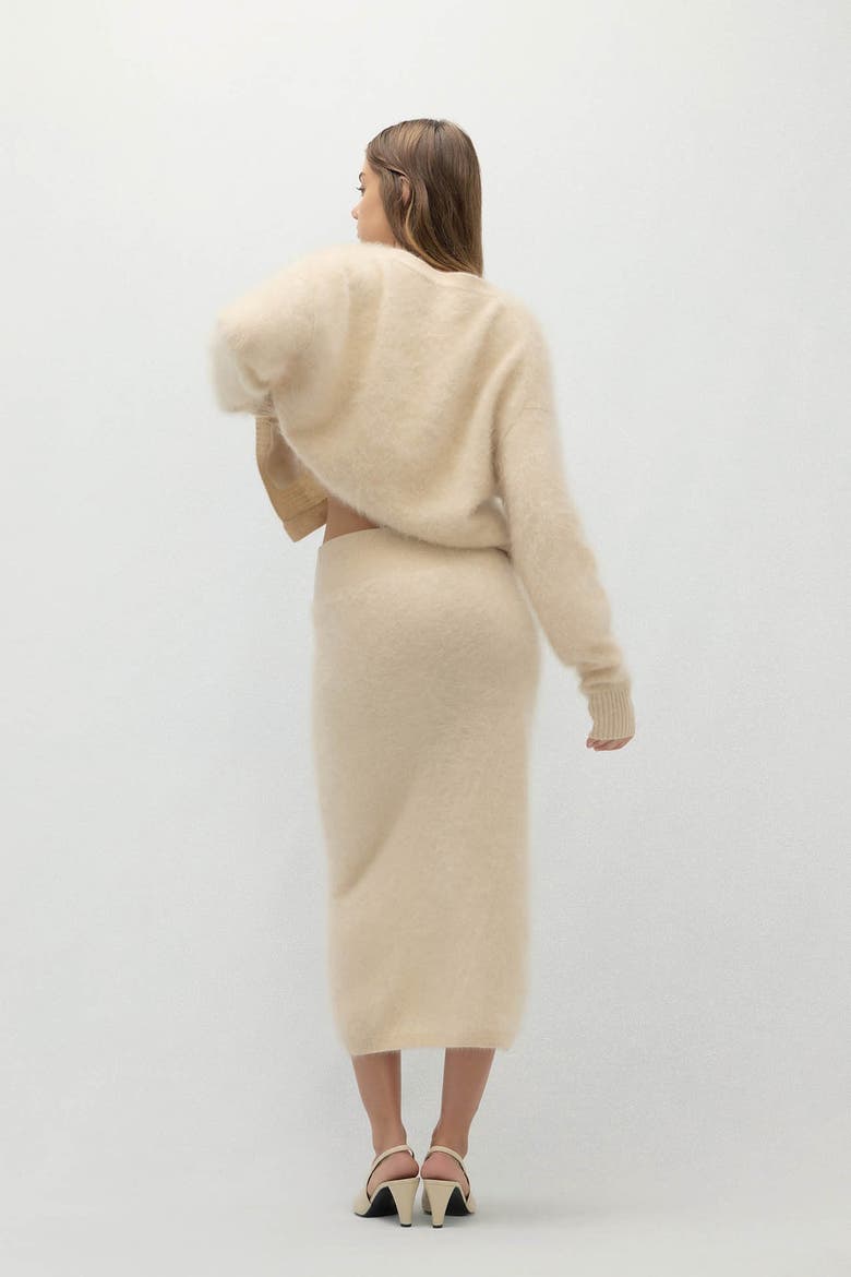 Francesca Brushed Cashmere Midi Skirt, Alternate, color, Barley