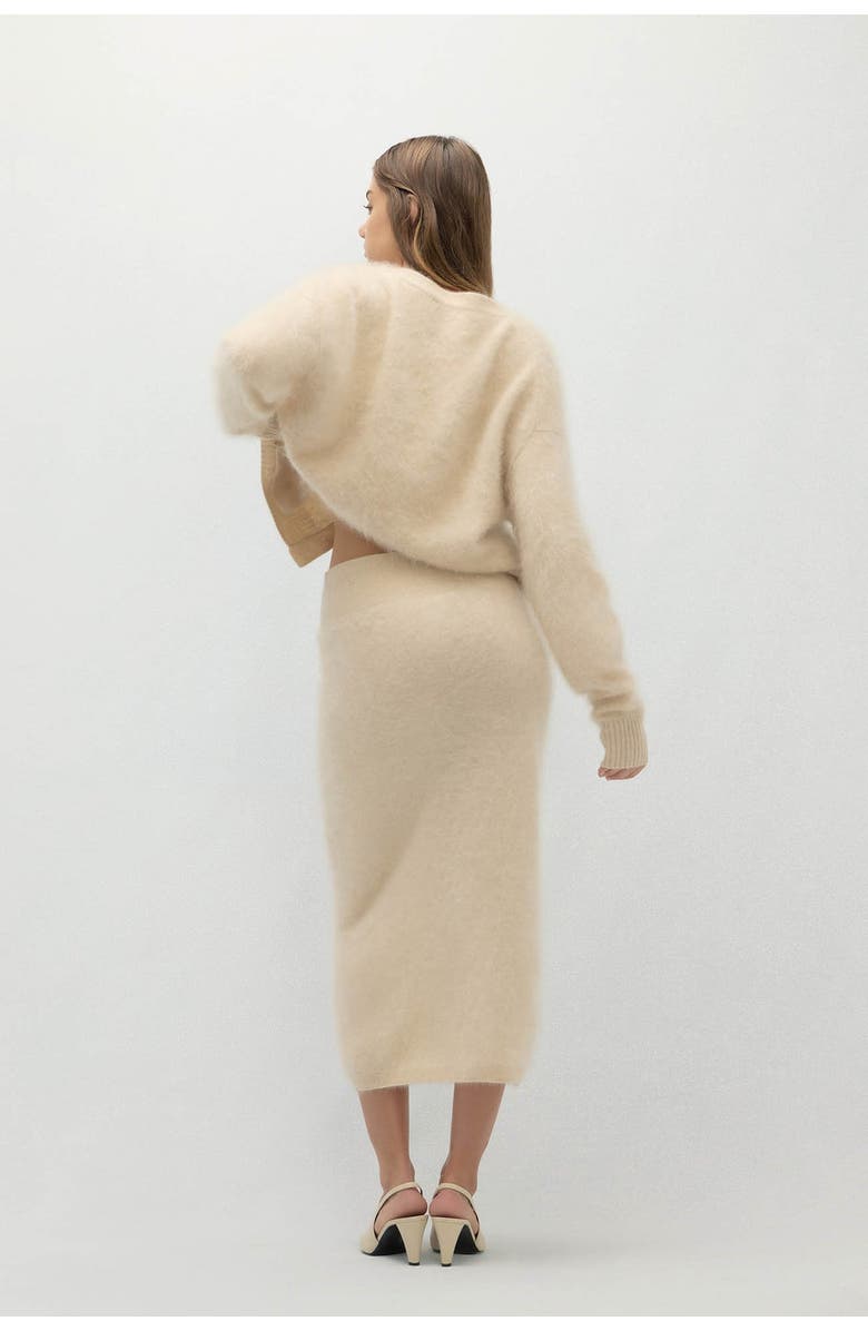 NAKED CASHMERE Francesca Brushed Cashmere Midi Skirt, Alternate, color, Barley