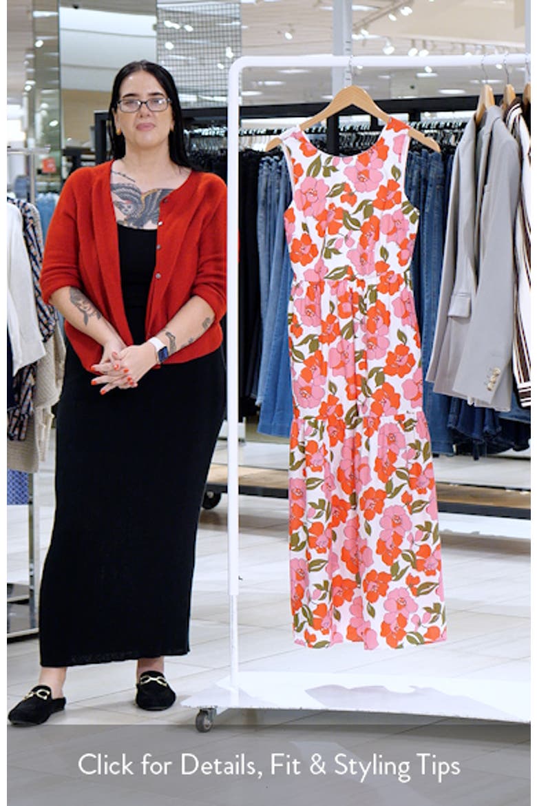 Floral Print Poplin Midi Dress video