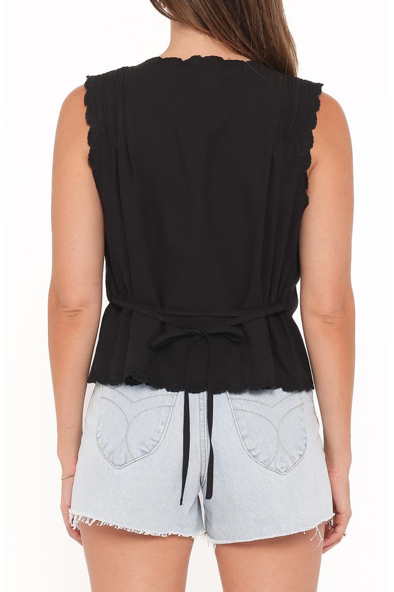 Lori Lace Trim Sleeveless Cotton Button-Up Shirt, Alternate, color, BLACK