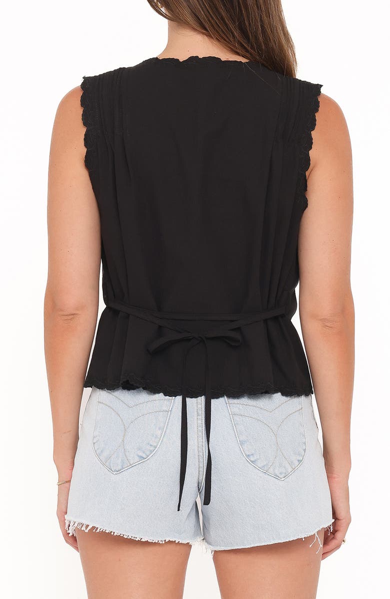 Petal & Pup Lori Lace Trim Sleeveless Cotton Button-Up Shirt, Alternate, color, Black