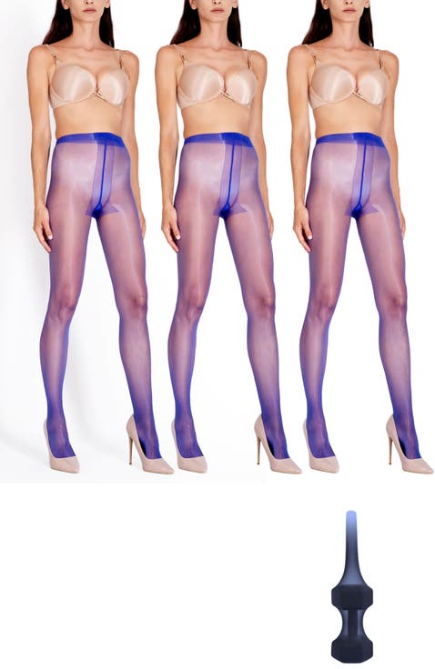 3-Pack ​Glossy Colored Fashion ​Sheer Tights for Women