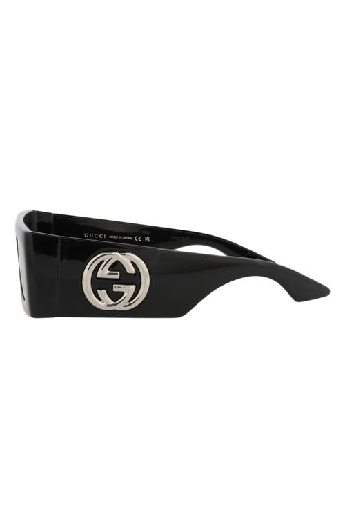 Gucci Interlocking G Rectangle-frame Sunglasses In Black