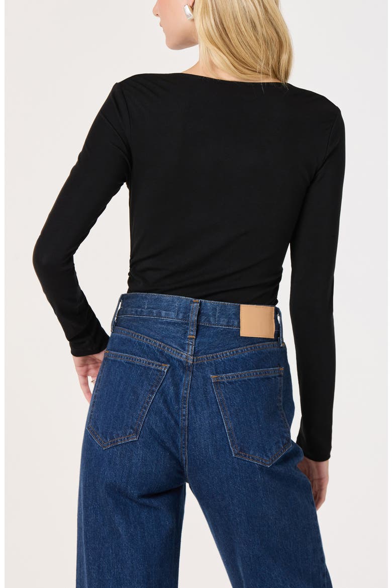 Shanetta Offset Cutout Knit Top, Alternate, color, BLACK
