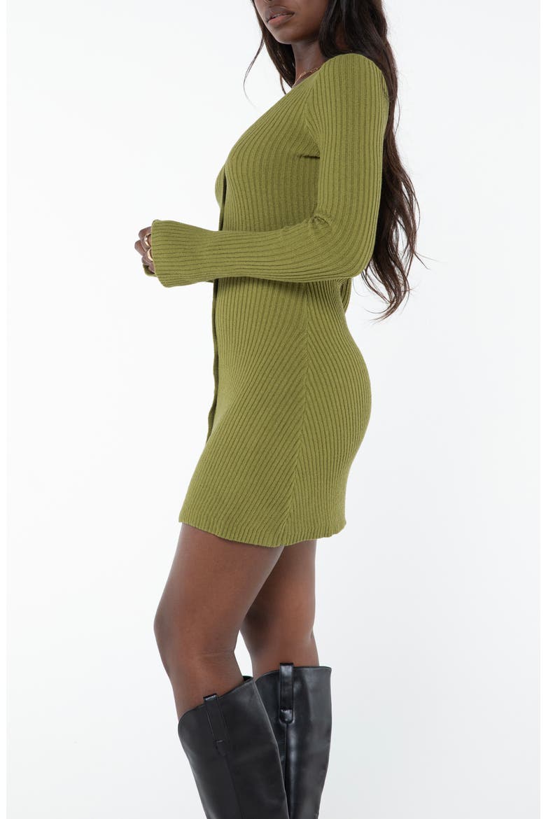 Waldin Rib Long Sleeve Sweater Minidress, Alternate, color, OLIVE