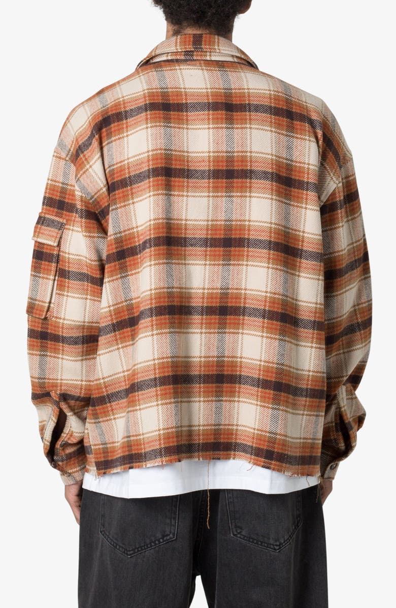 mnml Asymmetric Pocket Flannel Button-Up Shirt, Alternate, color, Brown