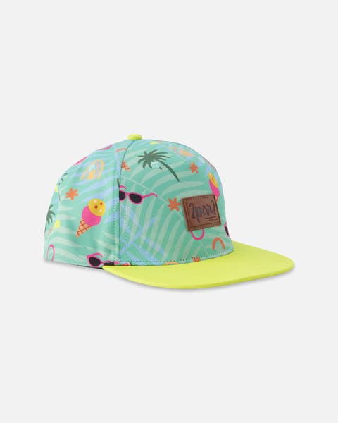 Girl Flat Brim Beach Print Cap (Baby)