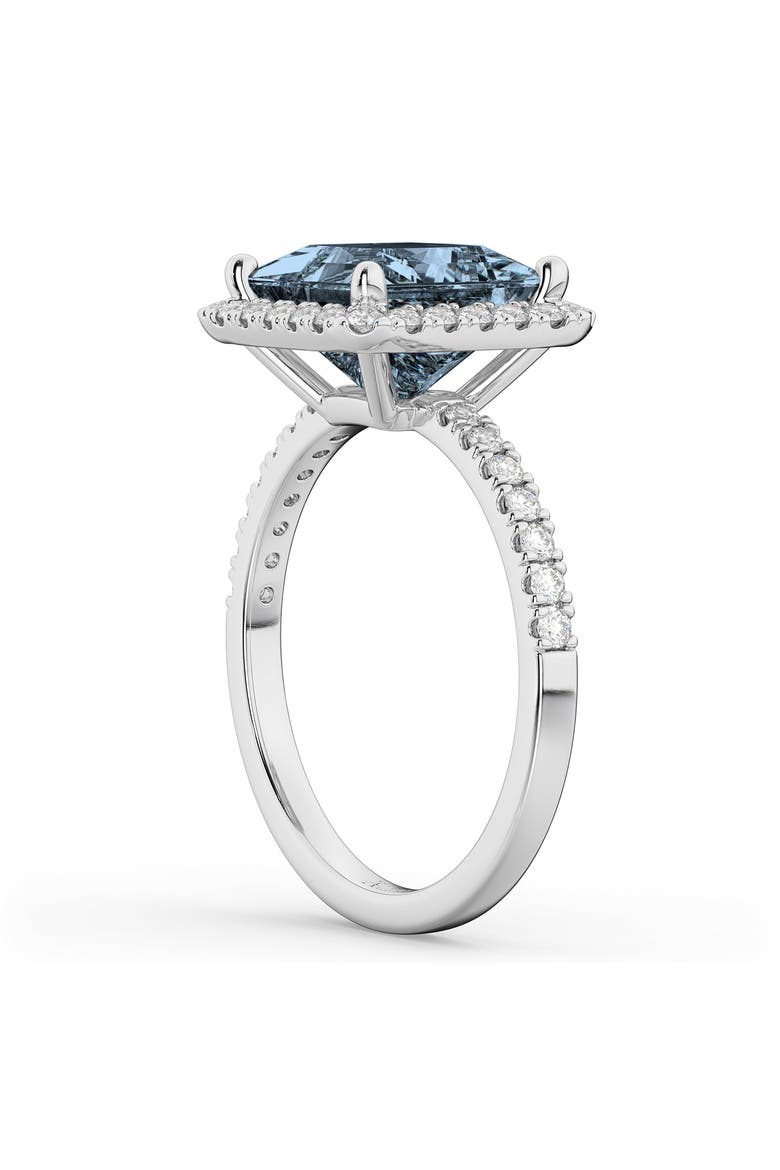 Princess Cut Halo Gray Spinel & Diamond Engagement Ring 14K, Alternate, color, 3.47ct/White Gold