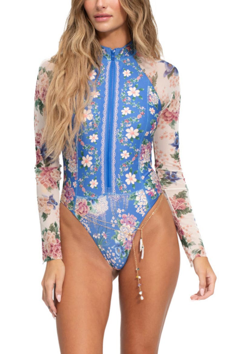 CLANE☆LONG SLEEVE SWIMWEAR Monti Ivy Long Sleeve Zip One-Piece Swimsuit (Women) | Nordstrom