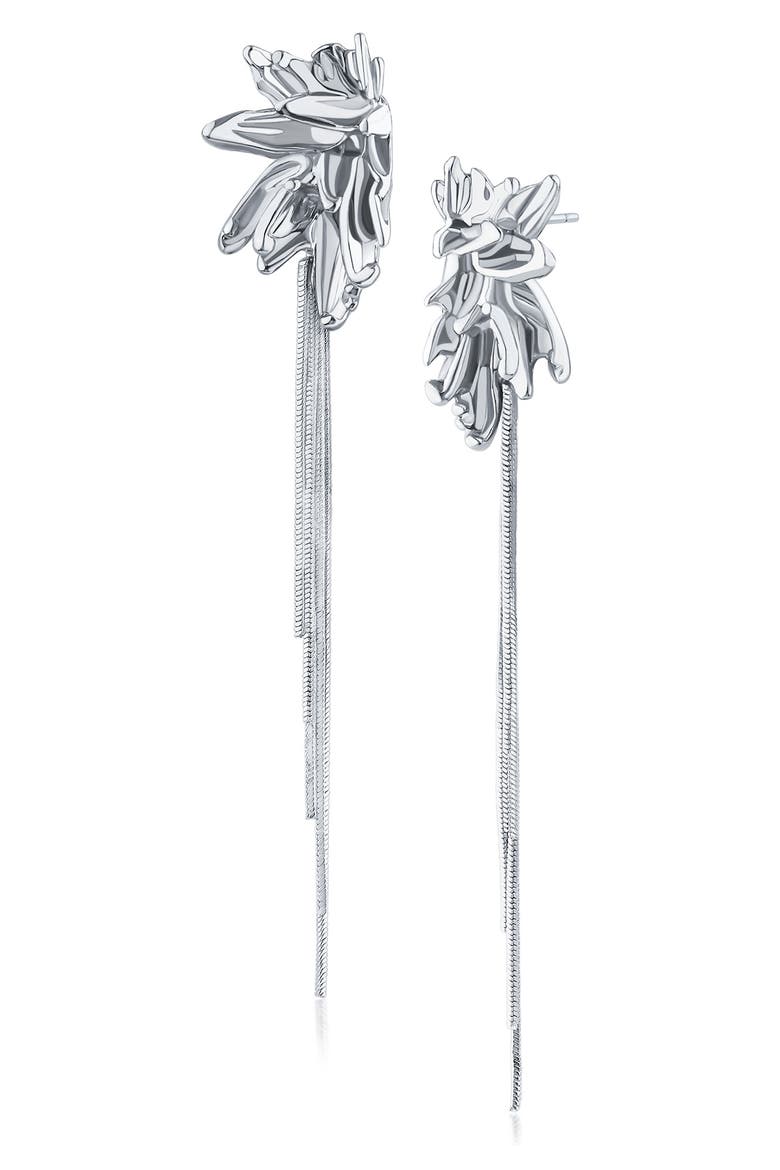Floral Cluster Drop Earrings (Nordstrom Exclusive), Main, color, SILVER