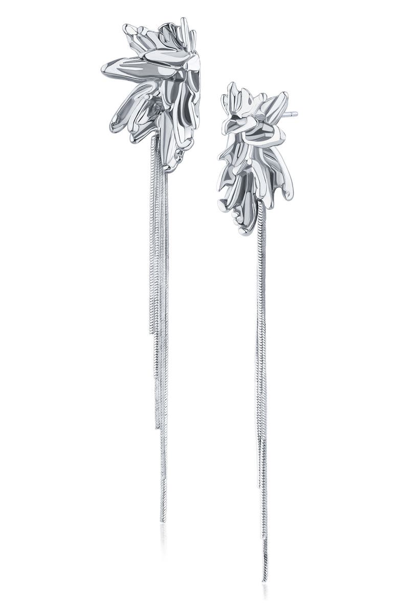 JARDIN Floral Cluster Drop Earrings, Main, color, Silver