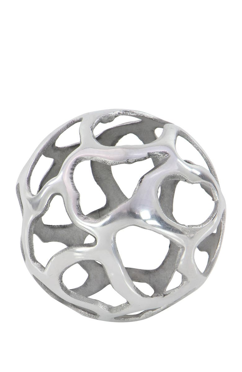 WILLOW ROW Silvertone Aluminum Contemporary Geometric Sculpture - Set of 3, Alternate, color, 