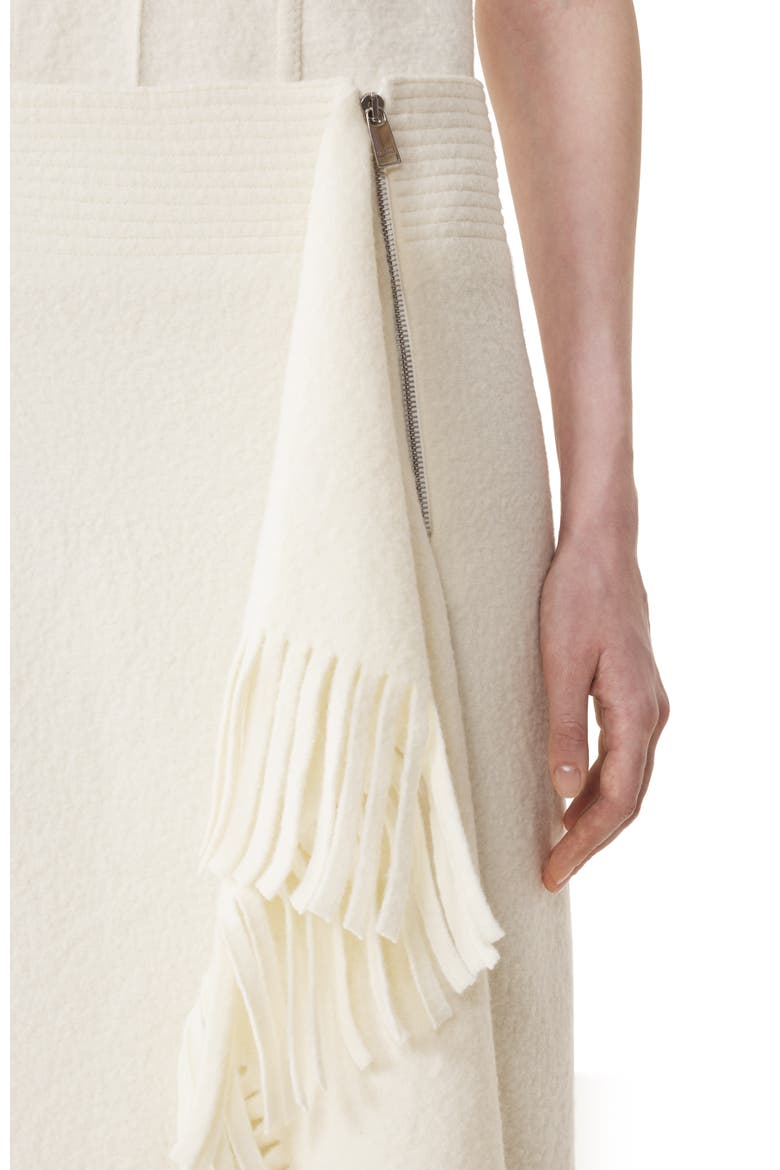 Fringed Skirt In Cotton Knit, Alternate, color, Moon