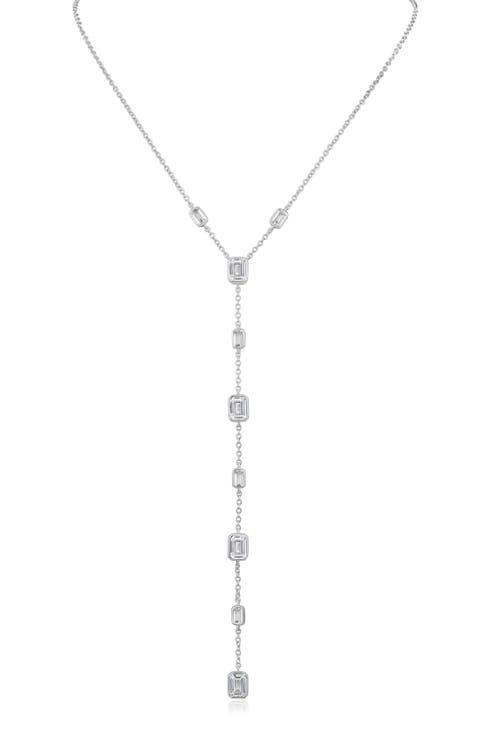 Emerald Cut Cubic Zirconia Station Y-Necklace