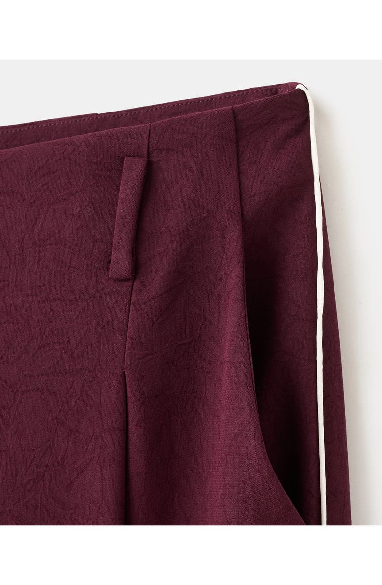 MANGO Contrast Stripe Straight Leg Pants, Alternate, color, Burgundy/ Ecru