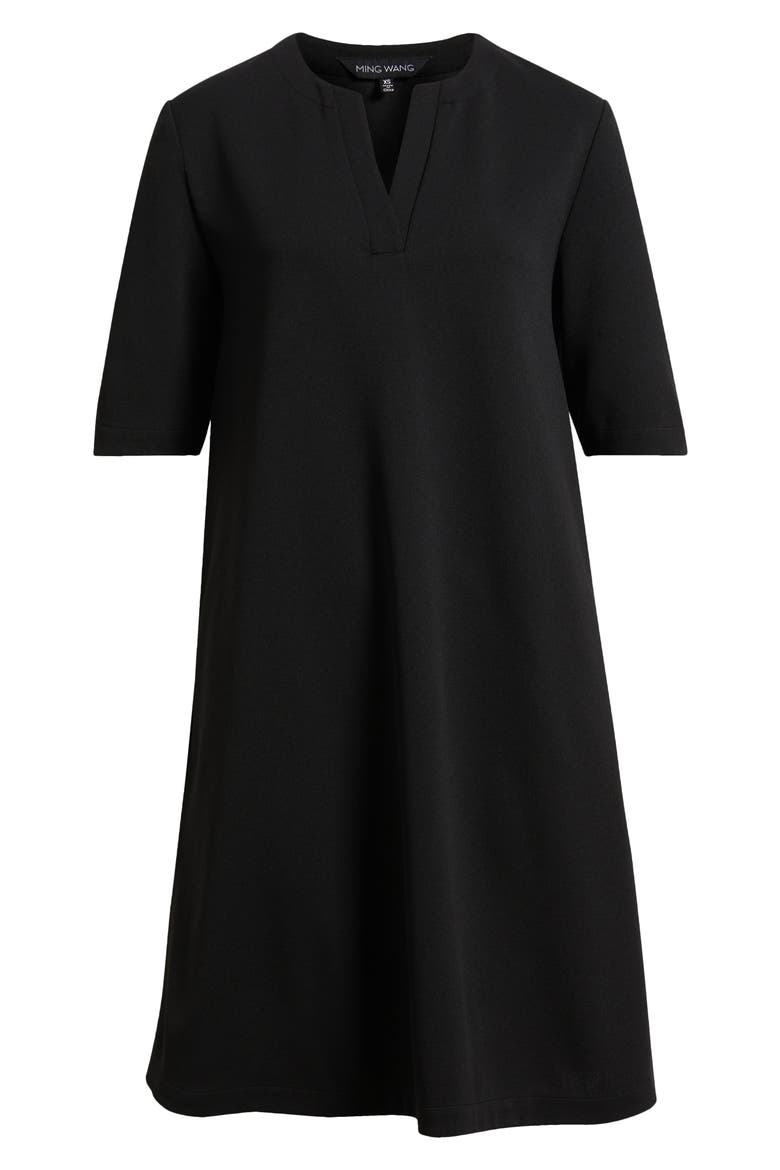 Stretch Crepe A-Line Dress, Alternate, color, BLACK