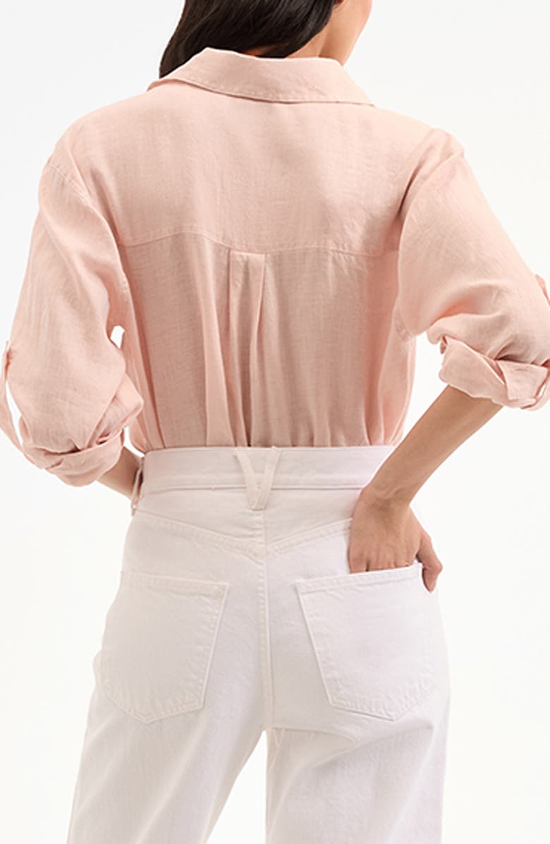 Veronica Beard Gil Linen Button-Up Shirt, Alternate, color, Pink Shell