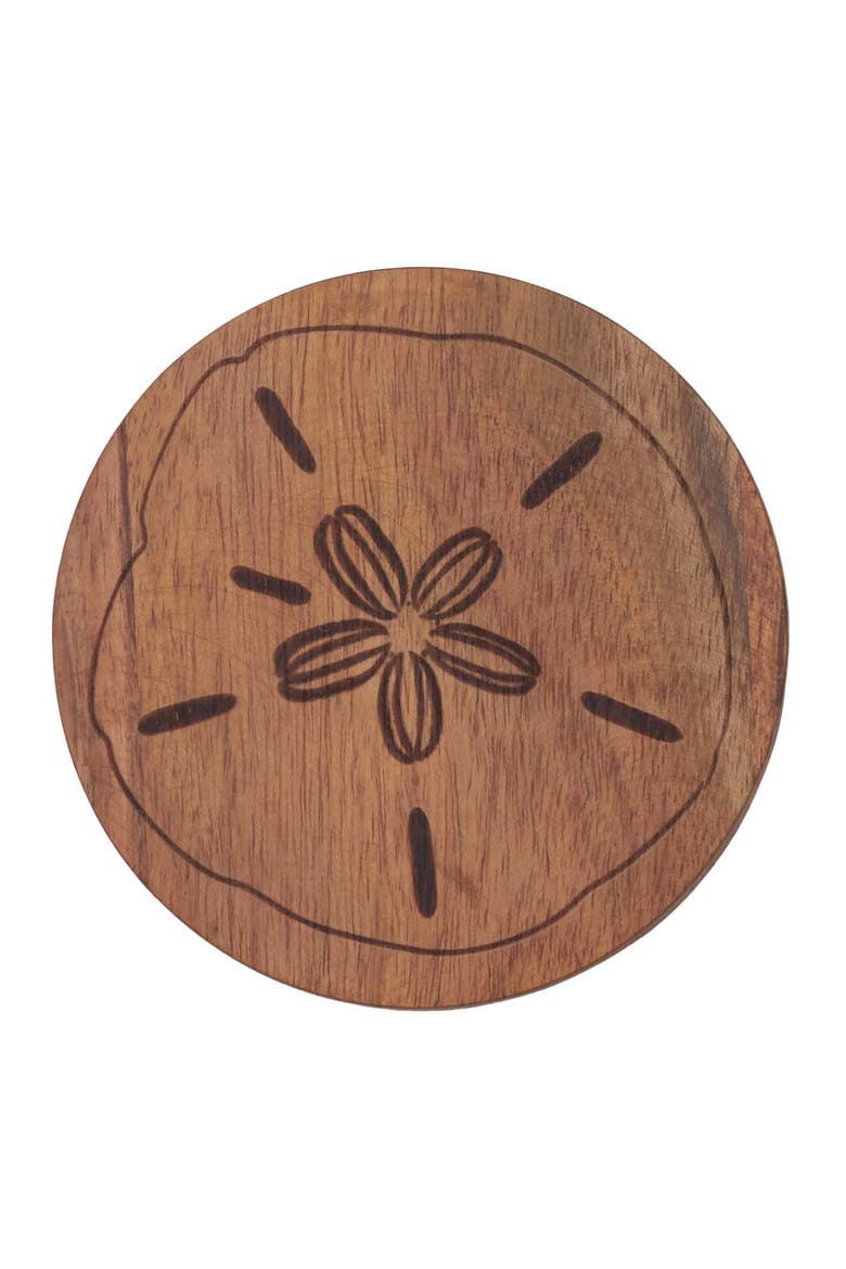 Sand Dollar Wood Coasters Set of 4, Alternate, color, Brown