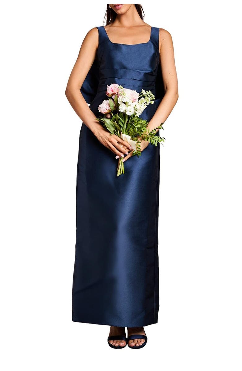 Coast Twill Sleeveless Column Bow Back Dress, Alternate, color, Navy