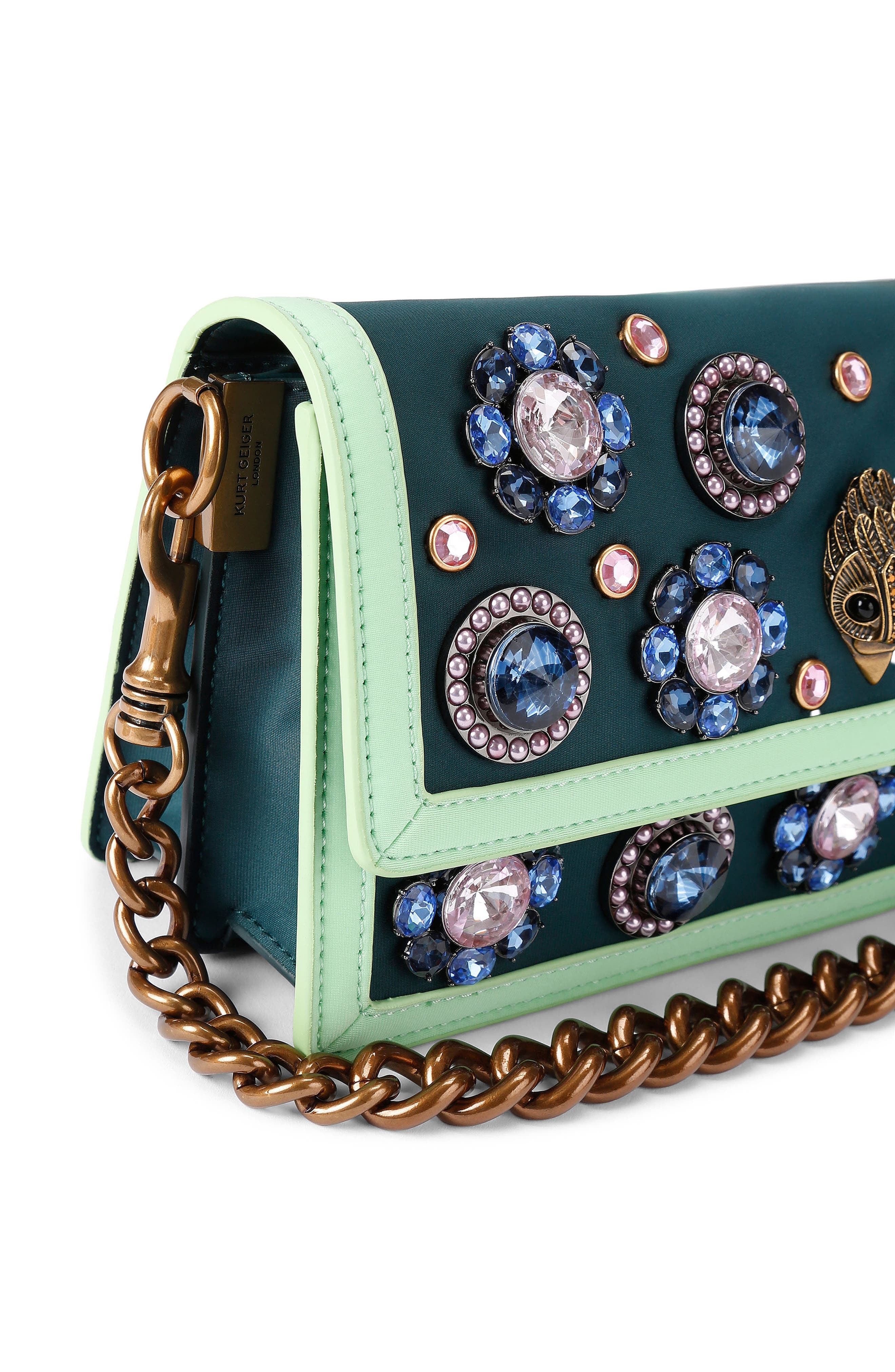 Kurt Geiger London Sloane Soft Gems Shoulder Bag, Alternate, color, Dark Green