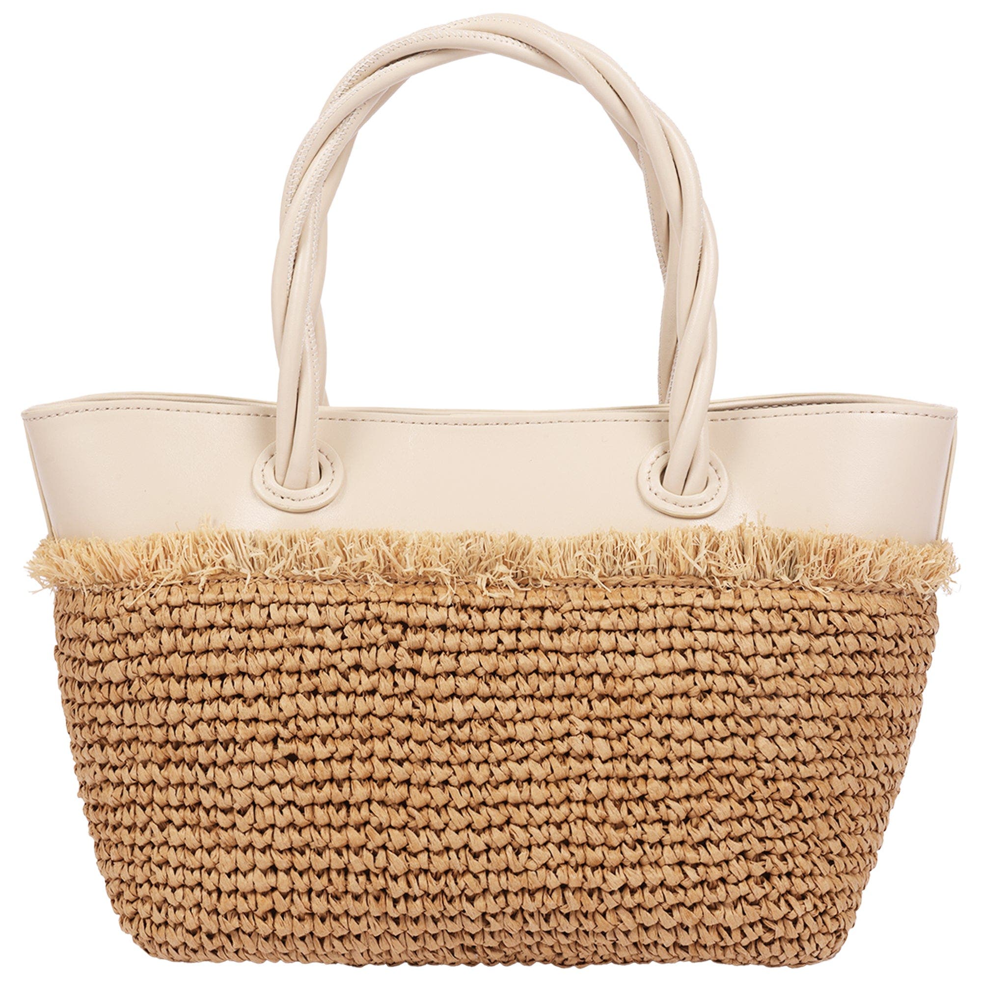 Charlotte Medium Fringe Raffia Tote Ivory, Alternate, color, IVORY
