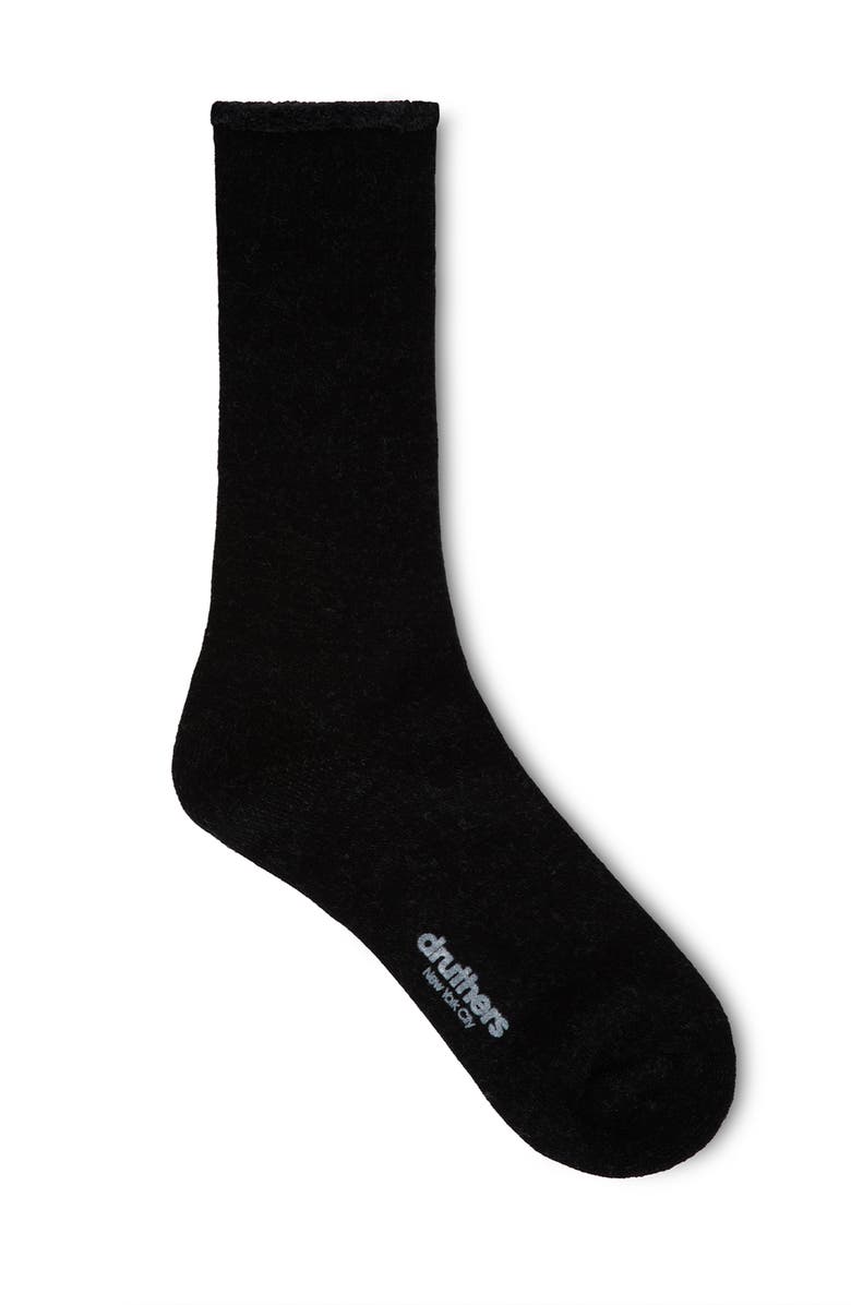 Druthers NYC Relacks Merino Wool Japanese House Sock, Main, color, Black Marled