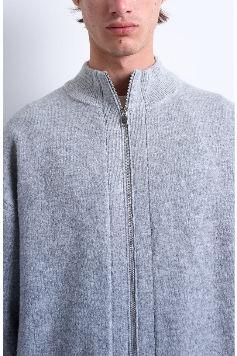 Mock Neck Zip Cardigan, Alternate, color, LIGHT GREY