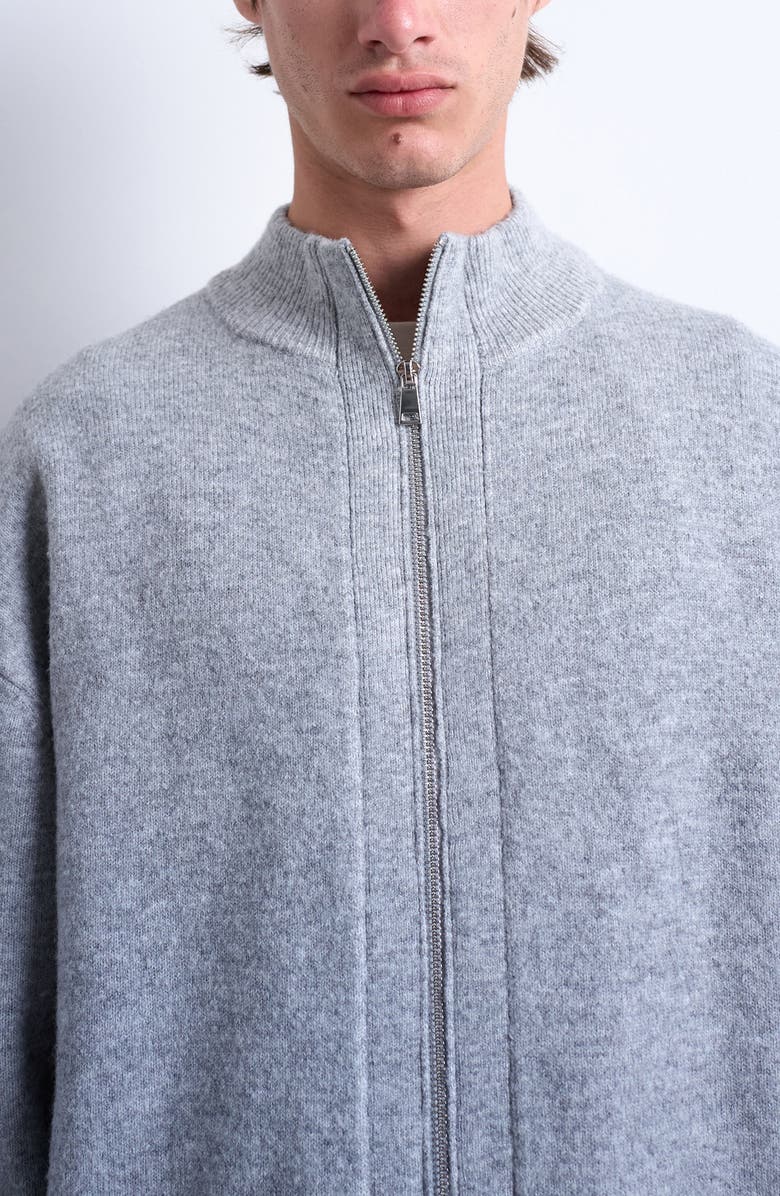 Topman Mock Neck Zip Cardigan, Alternate, color, Light Grey