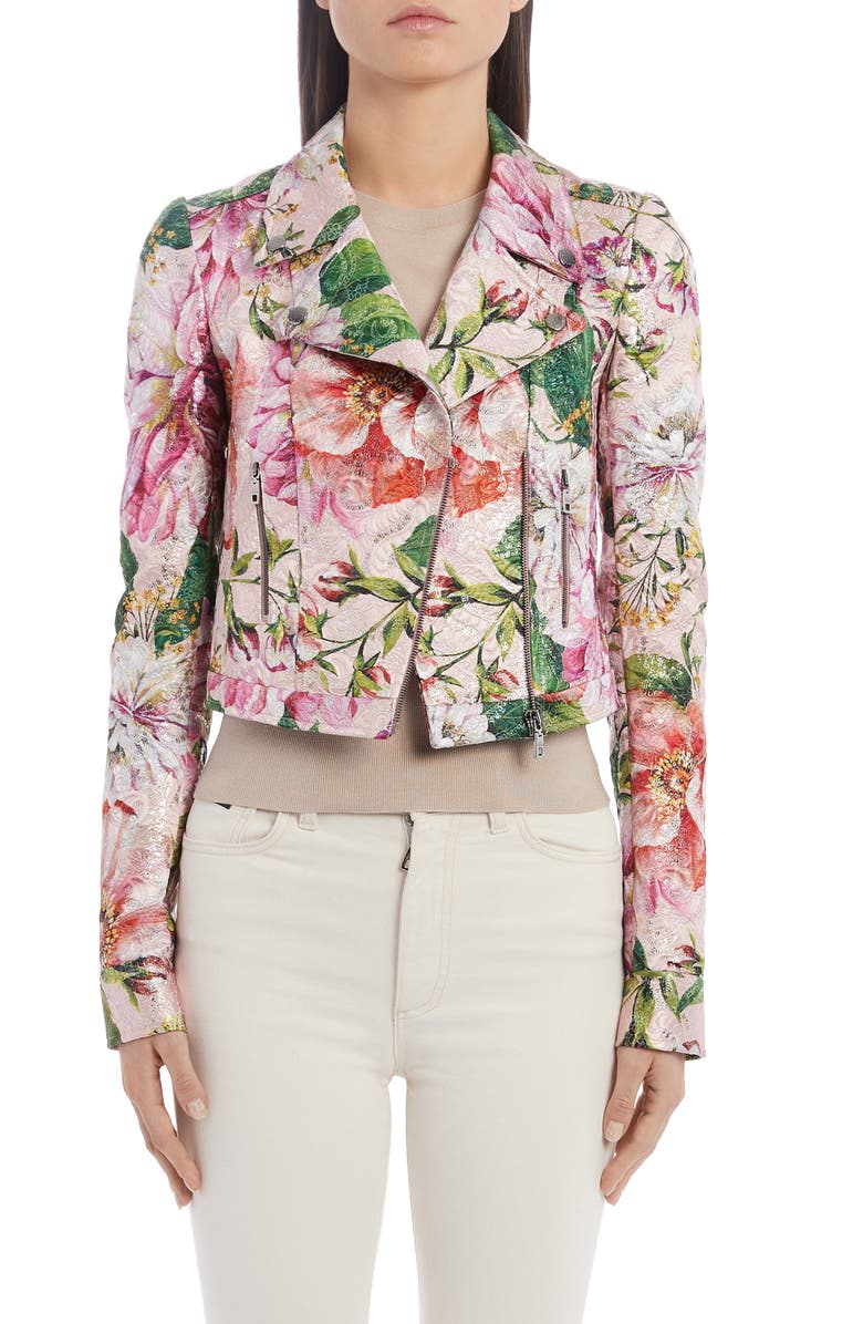 Dolce&Gabbana Floral Brocade Moto Jacket, Main, color,