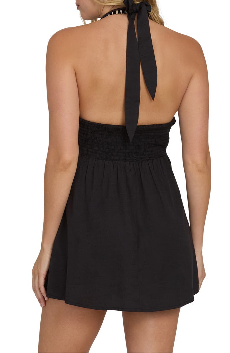 Billabong Sunny Sometimes Halter Minidress, Alternate, color, Black Sands