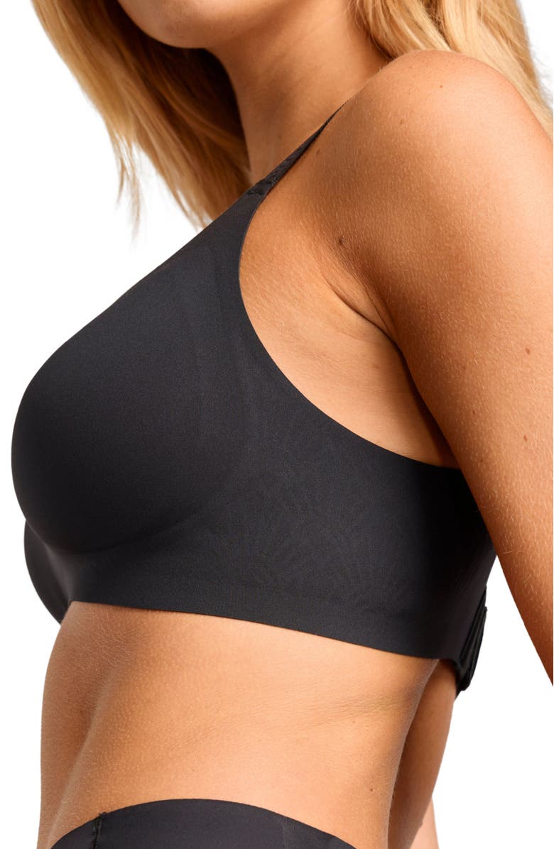 Siella No-Show V-Neck Bra, Alternate, color, Black