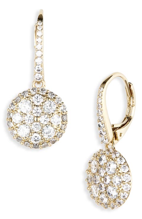 Crushed Pavé Round Drop Earrings