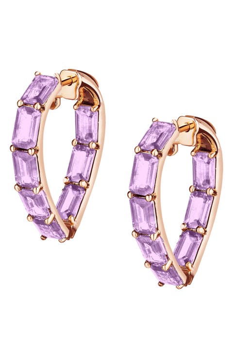 Gossip Stone Heart Hoop Earrings