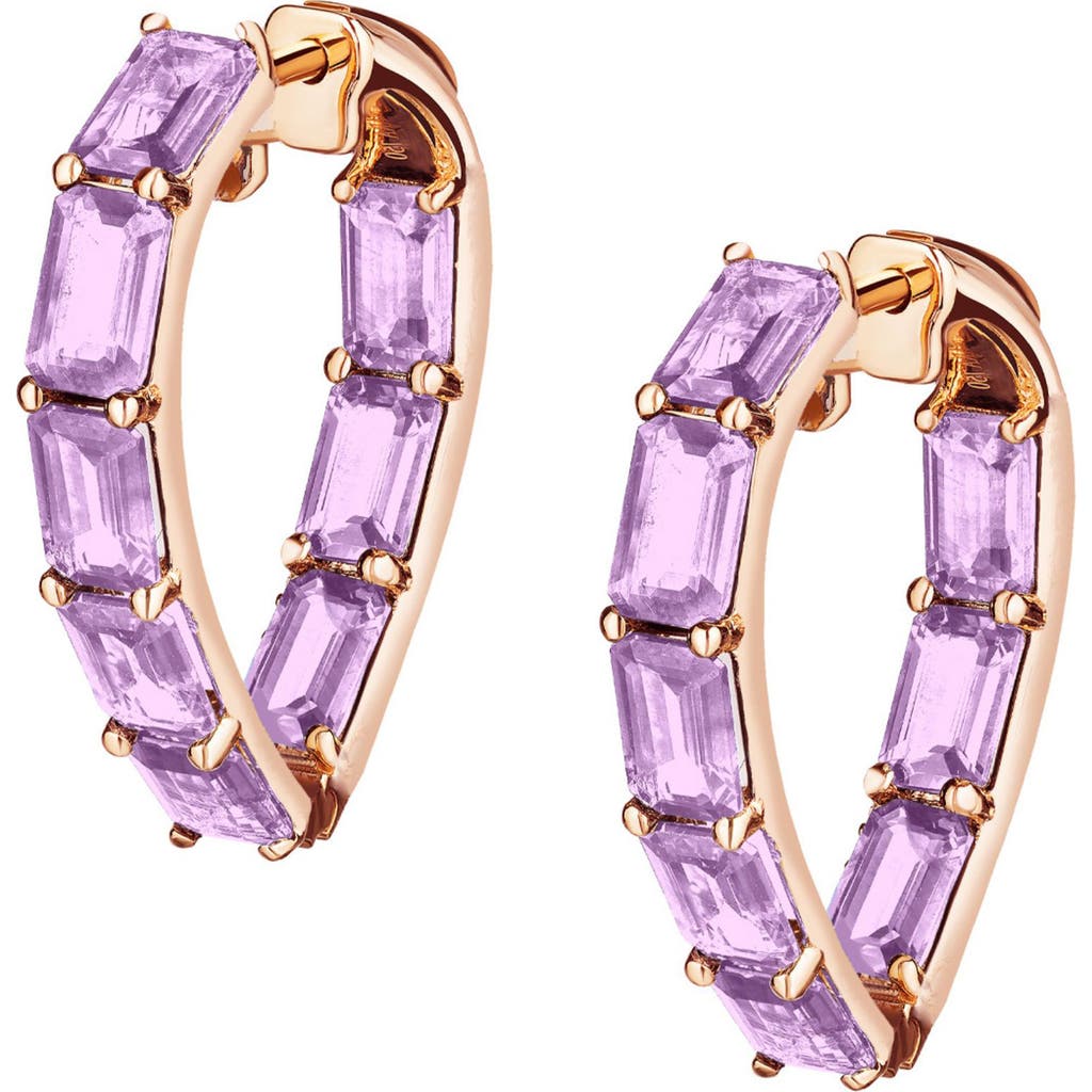 Goshwara Gossip Stone Heart Hoop Earrings In Purple