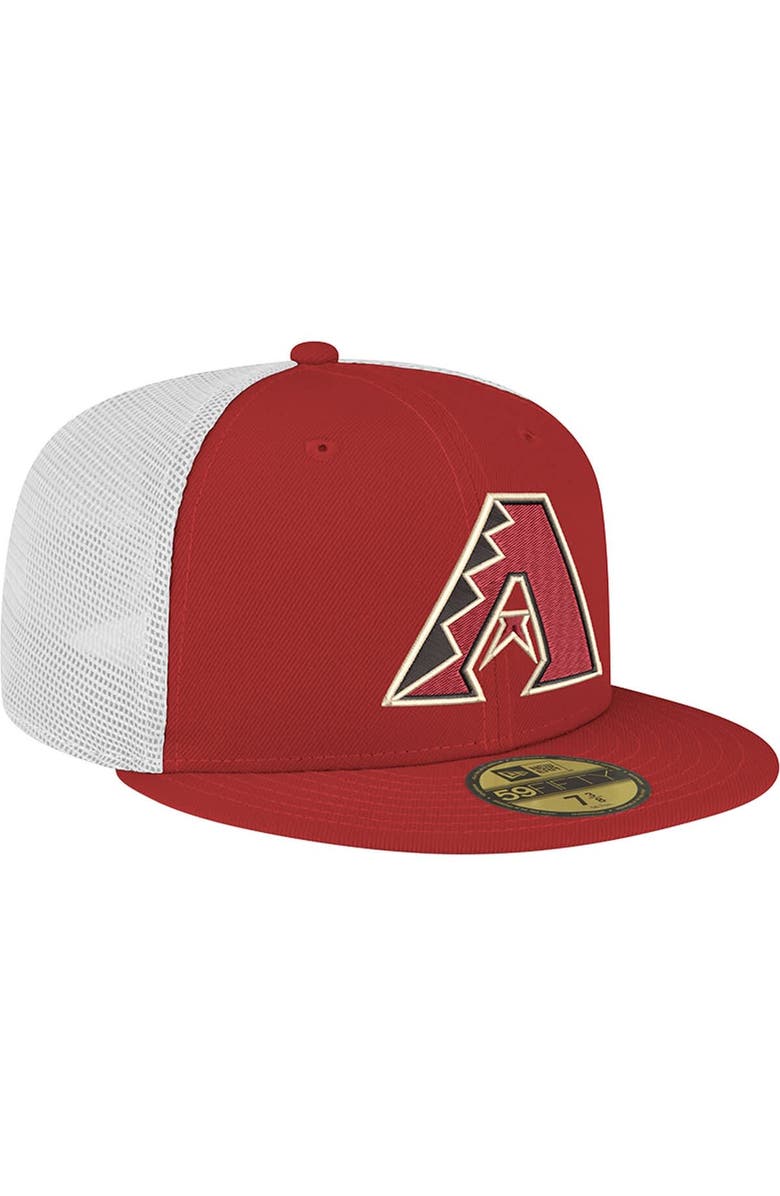 New Era Men's New Era Red Arizona Diamondbacks Team Color 59FIFTY Trucker Fitted Hat, Alternate, color, 
