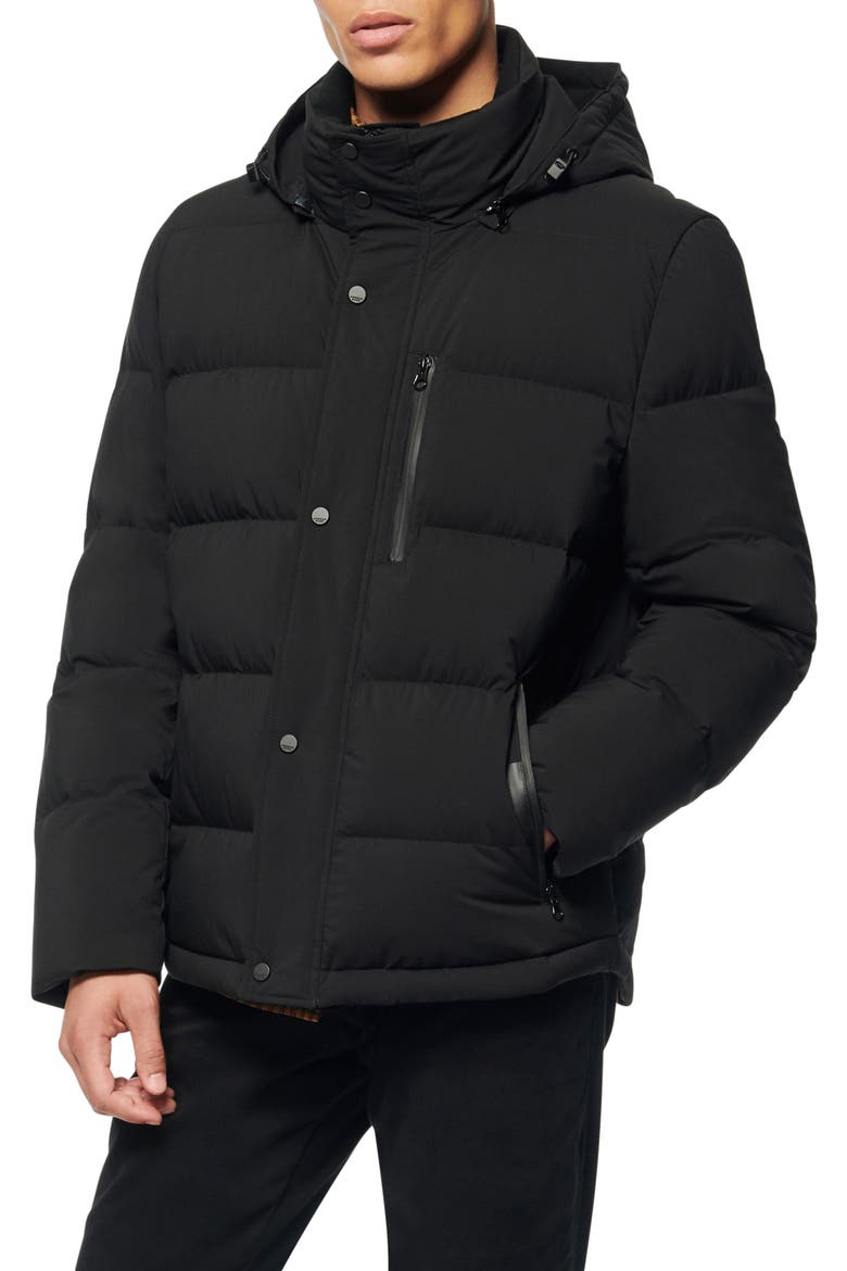 Tambos Quilted Down Coat, Main, color, BLACK