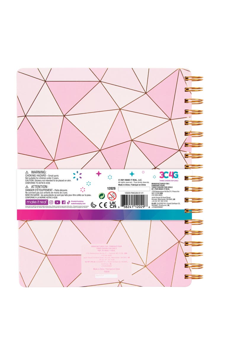 Three Cheers For Girls Pink & Gold All in 1 Sketching Set Journal & Art 200 Page Book, Alternate, color, Multicolored