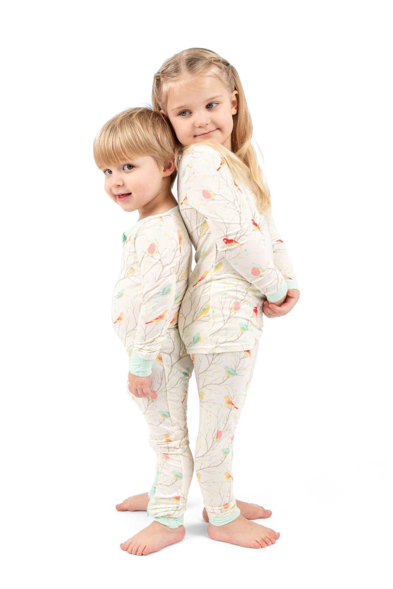 2-pc. Soft Stretch Viscose Cool Touch Matching Family Holiday Pajamas, Alternate, color, Birds Off-White
