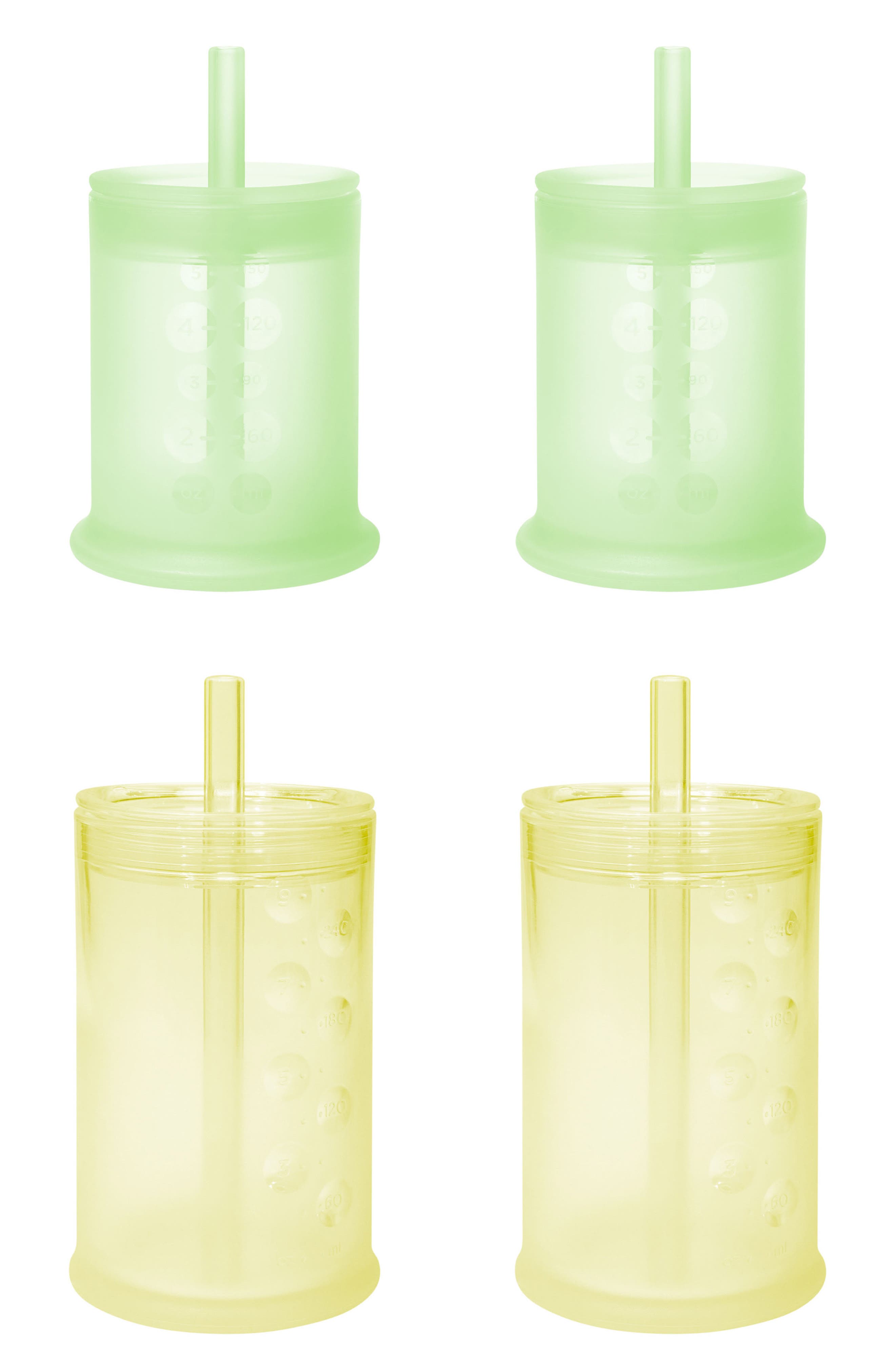 Olababy 4-Pack Easy Sipping Straw Cups in Kiwi/Lemon 