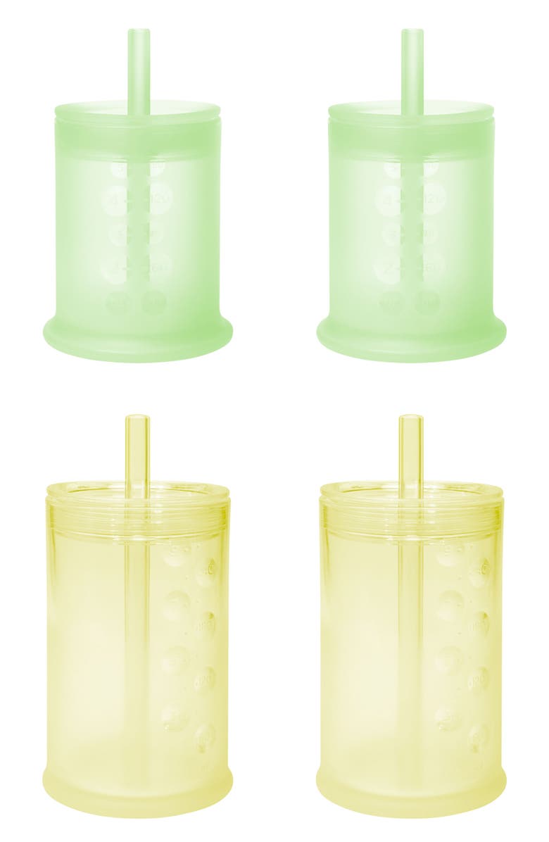 Olababy 4-Pack Easy Sipping Straw Cups, Main, color, Kiwi/ Lemon