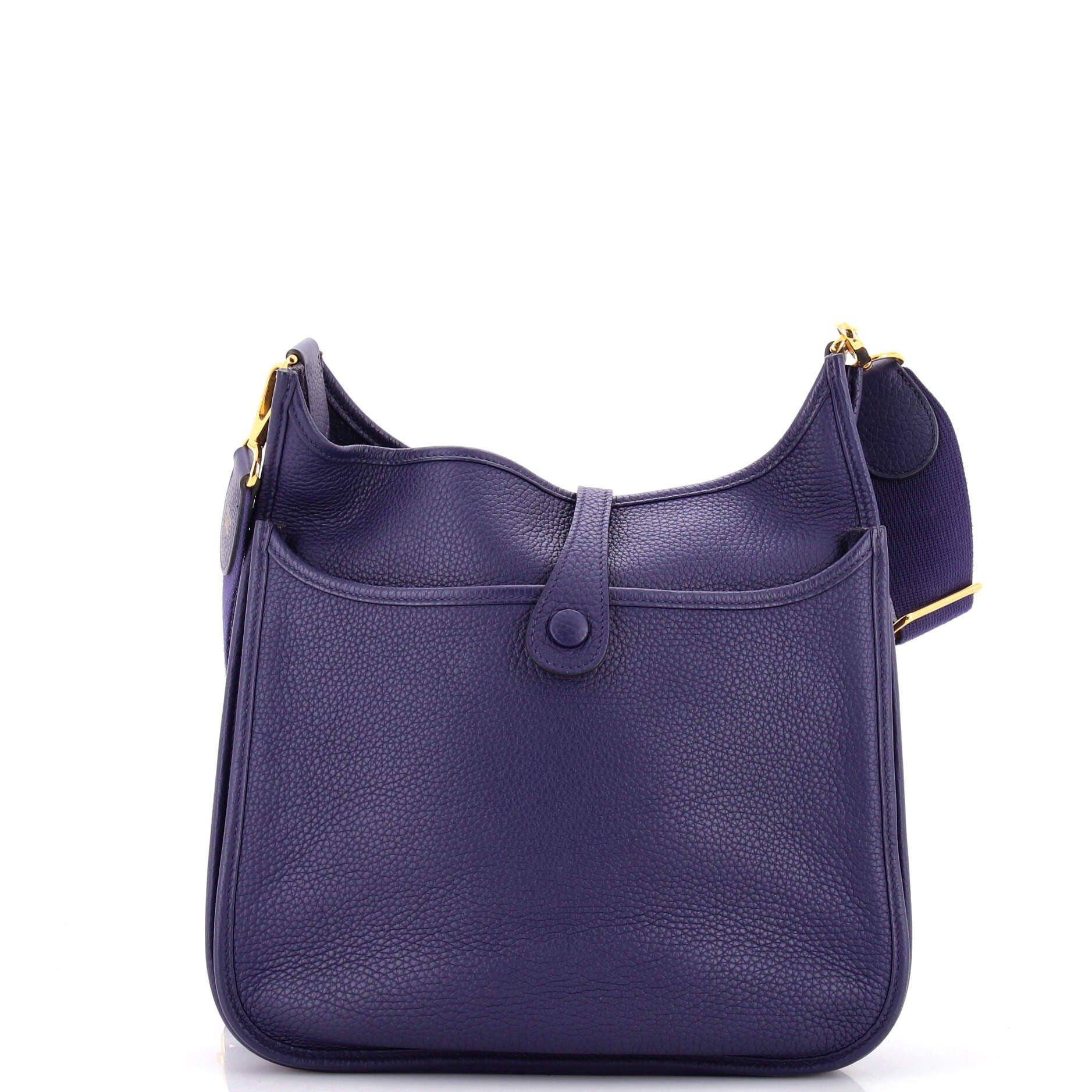 Pre-Owned Hermes Evelyne Bag Gen III Clemence PM, Alternate, color, Bleu Encre