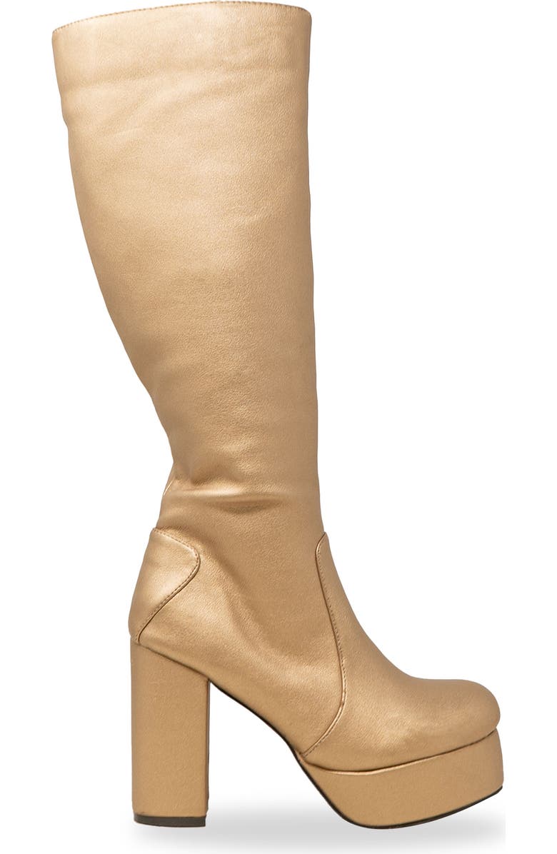 CHASE AND CHLOE Knee High Platform Boot, Alternate, color, Gold Metallic