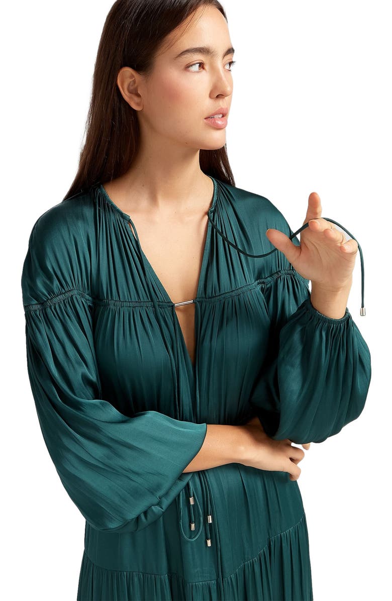 Belle & Bloom Window Seat Tiered Maxi Dress, Alternate, color, Dark Green