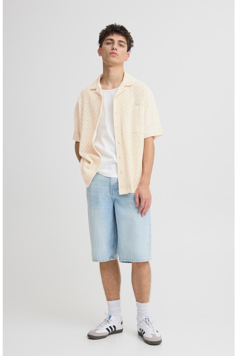 Teagan Short Sleeve Button Up Shirt, Alternate, color, OATMEAL