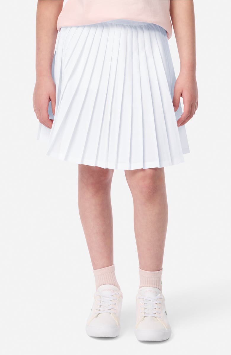 Lacoste Kids' Pleated Logo Sport Pleated Skirt, Alternate, color, Blanc