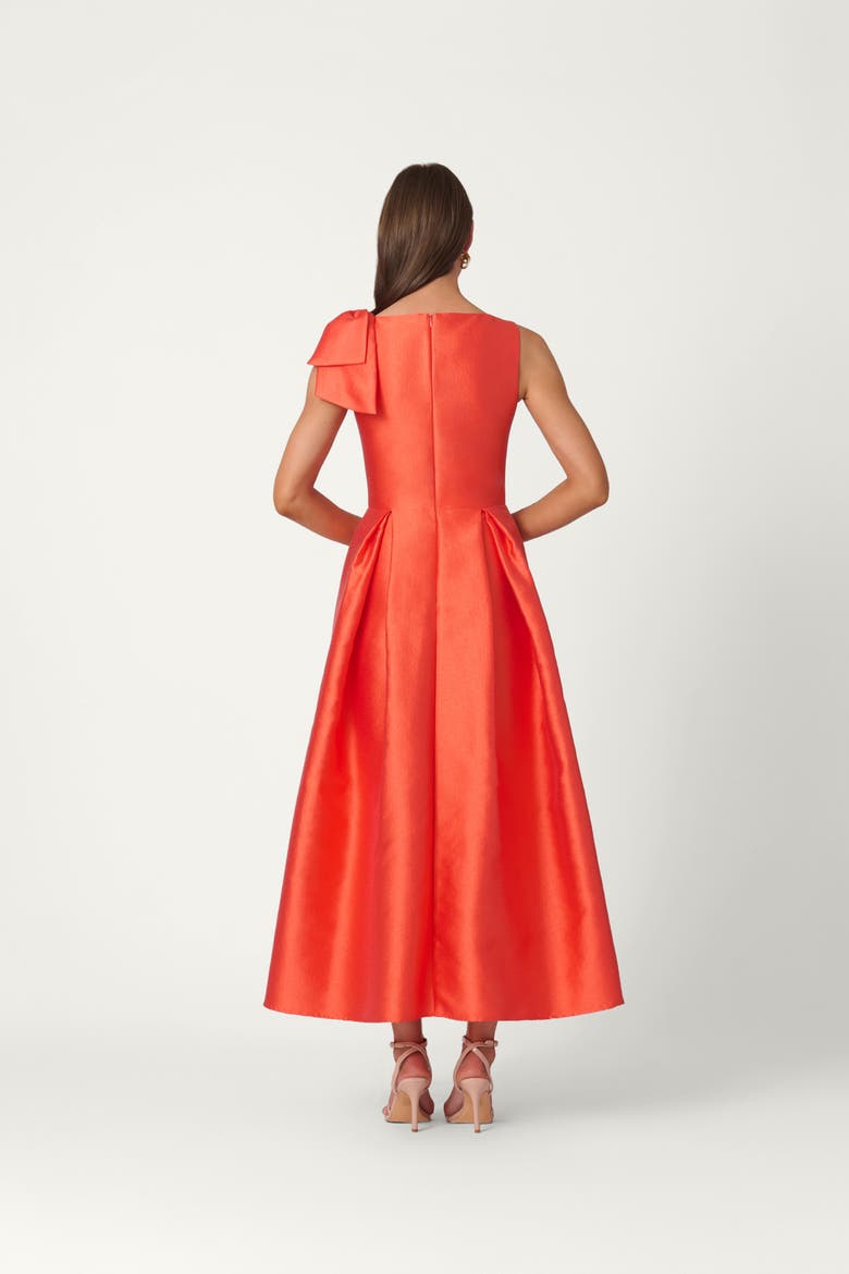 Midnight Pebbled Mikado Eleanor Dress, Alternate, color, Poppy