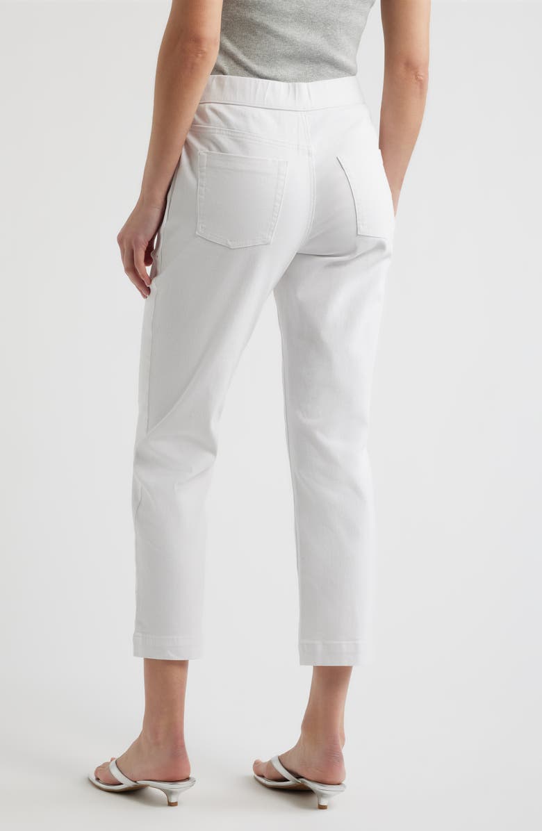 Hue Rhinestone Straight Leg Crop Denim Leggings, Alternate, color, White