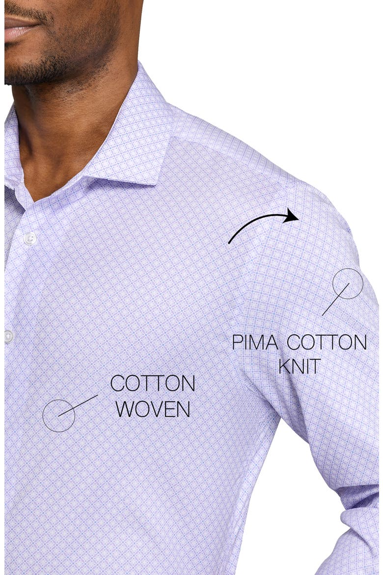 Slim Fit Cross Geo Reworked Button-Up Shirt, Alternate, color, WHITE/ PURPLE
