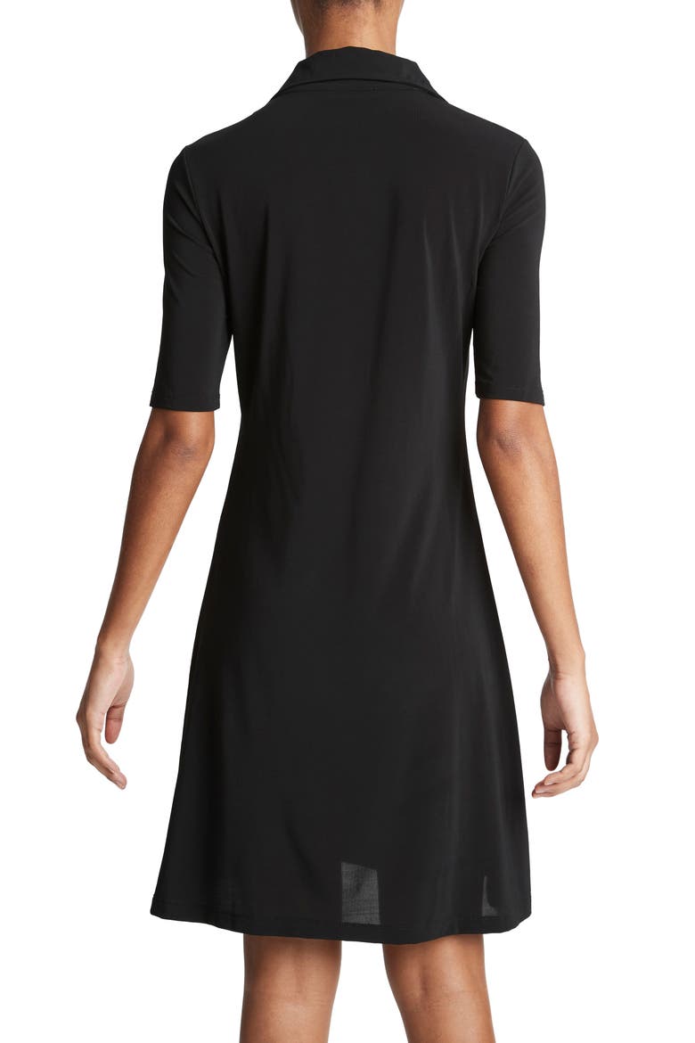 Elbow Sleeve Knit Polo Dress, Alternate, color, BLACK